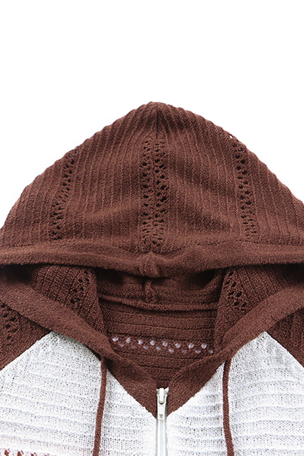 Zip-Up Raglan Sleeve Openwork Hooded Cardigan - Pahabu - Women's Clothing & Shop