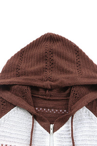Zip-Up Raglan Sleeve Openwork Hooded Cardigan - Pahabu - Women's Clothing & Shop