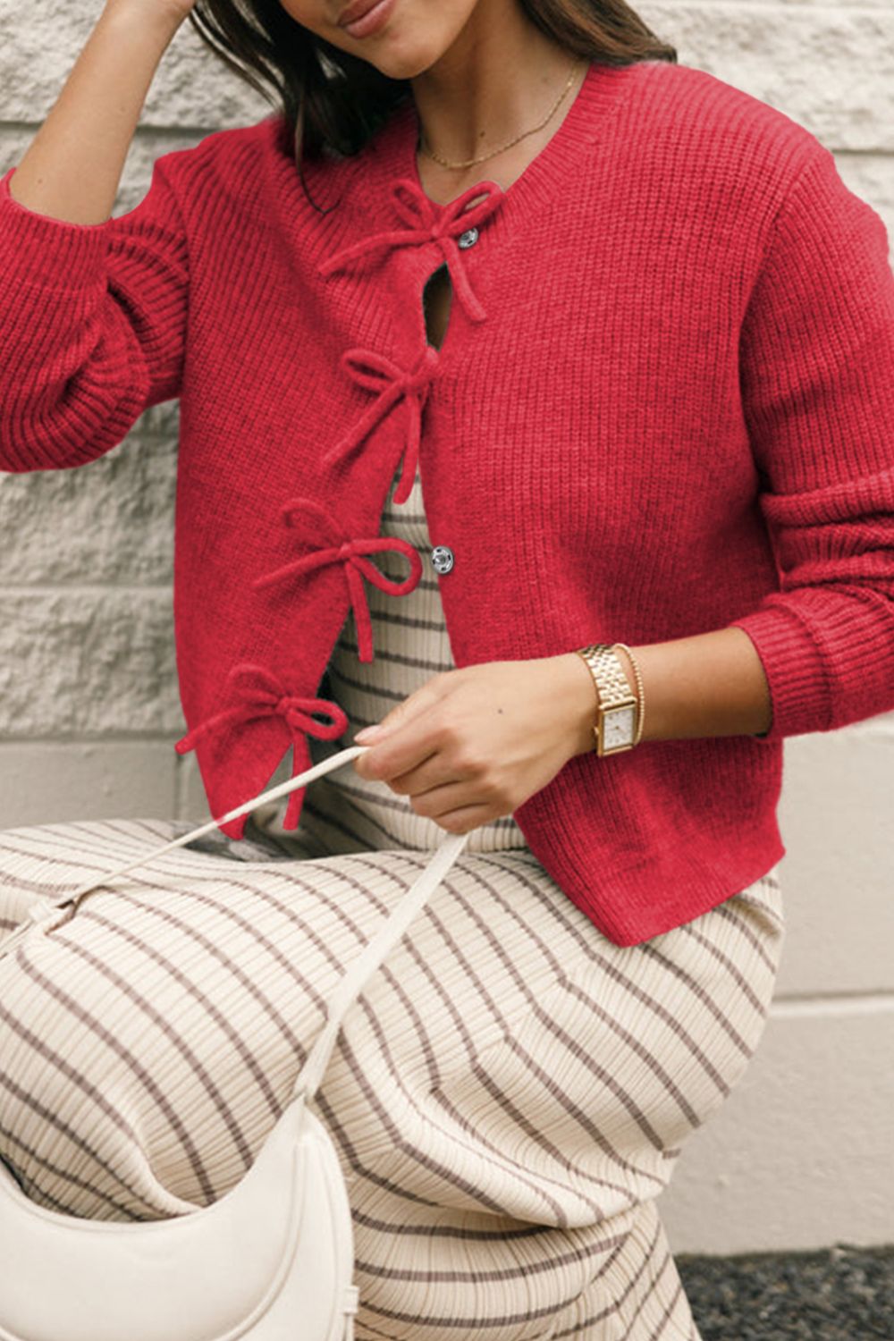 Tied Long Sleeve Cardigan - Pahabu - Women's Clothing & Shop