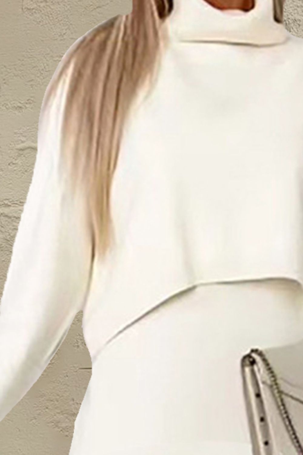Turtleneck Dropped Shoulder Sweater and Midi Dress Sweater Set - Pahabu - Women's Clothing & Shop