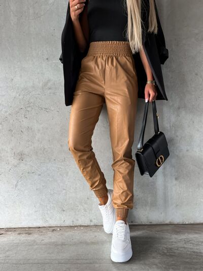 Smocked High Waist Pants with Pockets - Pahabu - Women's Clothing & Shop