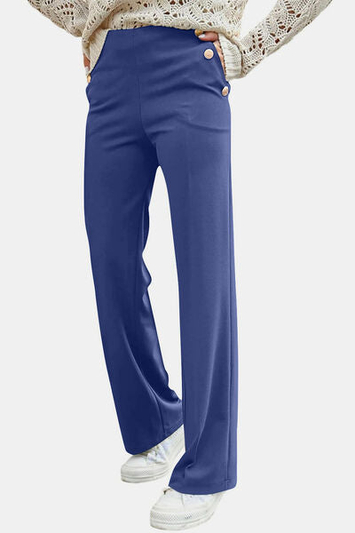 Decorative Button High Rise Pants - Pahabu - Women's Clothing & Shop