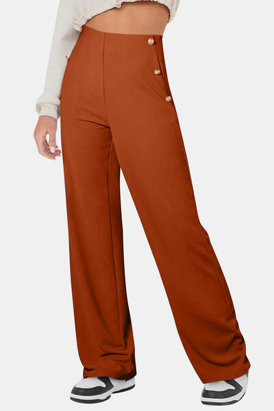 Decorative Button High Rise Pants - Pahabu - Women's Clothing & Shop