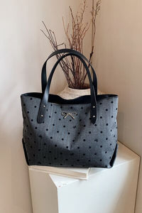 Polyester Bow Polka Dot Tote Bag - Pahabu - Women's Clothing & Shop