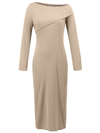 Slit One Shoulder Long Sleeve Dress - Pahabu - Women's Clothing & Shop