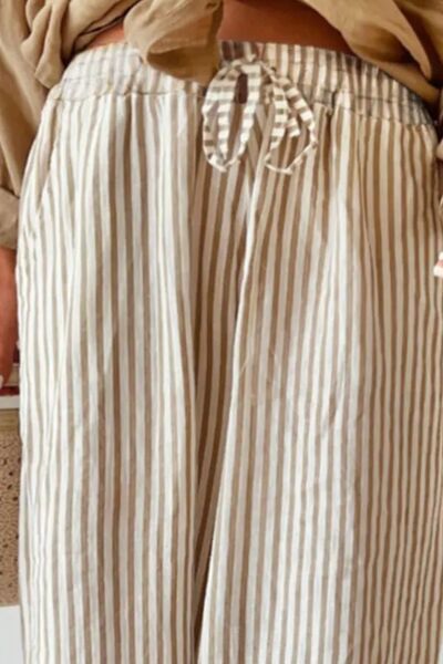 Plus Size Striped Wide Leg Pants - Pahabu - Women's Clothing & Shop