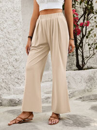 Elastic Waist Wide Leg Pants - Pahabu - Women's Clothing & Shop