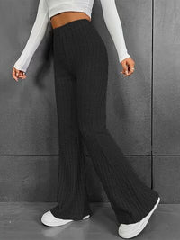 Ribbed High Waist Bootcut Pants - Pahabu - Women's Clothing & Shop