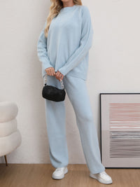Mock Neck Long Sleeve Top and Pants Sweater Set - Pahabu - Women's Clothing & Shop