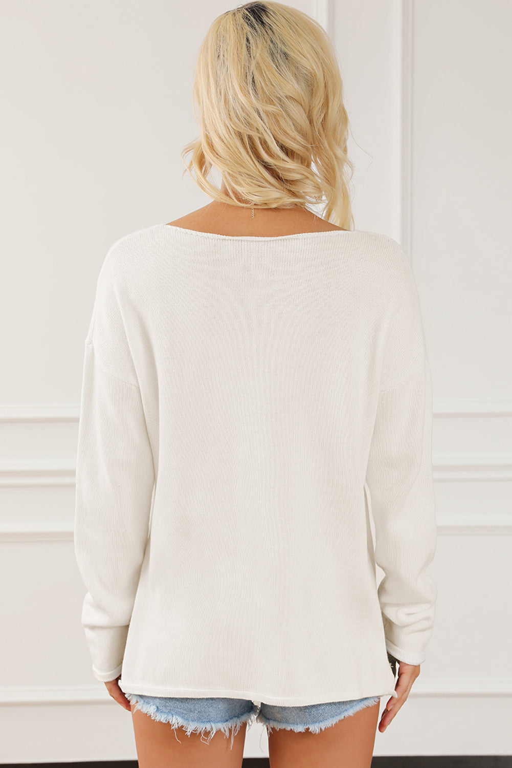 CHAMPAGNE PLEASE Long Sleeve Slit Sweater - Pahabu - Women's Clothing & Shop