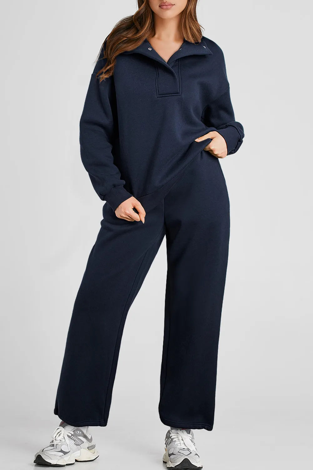 Half Snap Long Sleeve Top and Pants Active Set - Pahabu - Women's Clothing & Shop