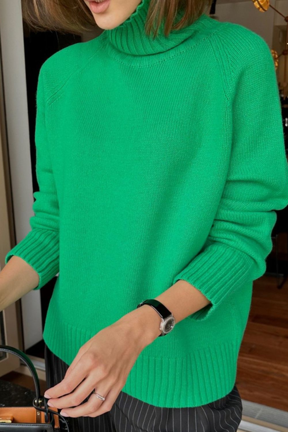 Turtle Neck Raglan Sleeve Sweater - Pahabu - Women's Clothing & Shop