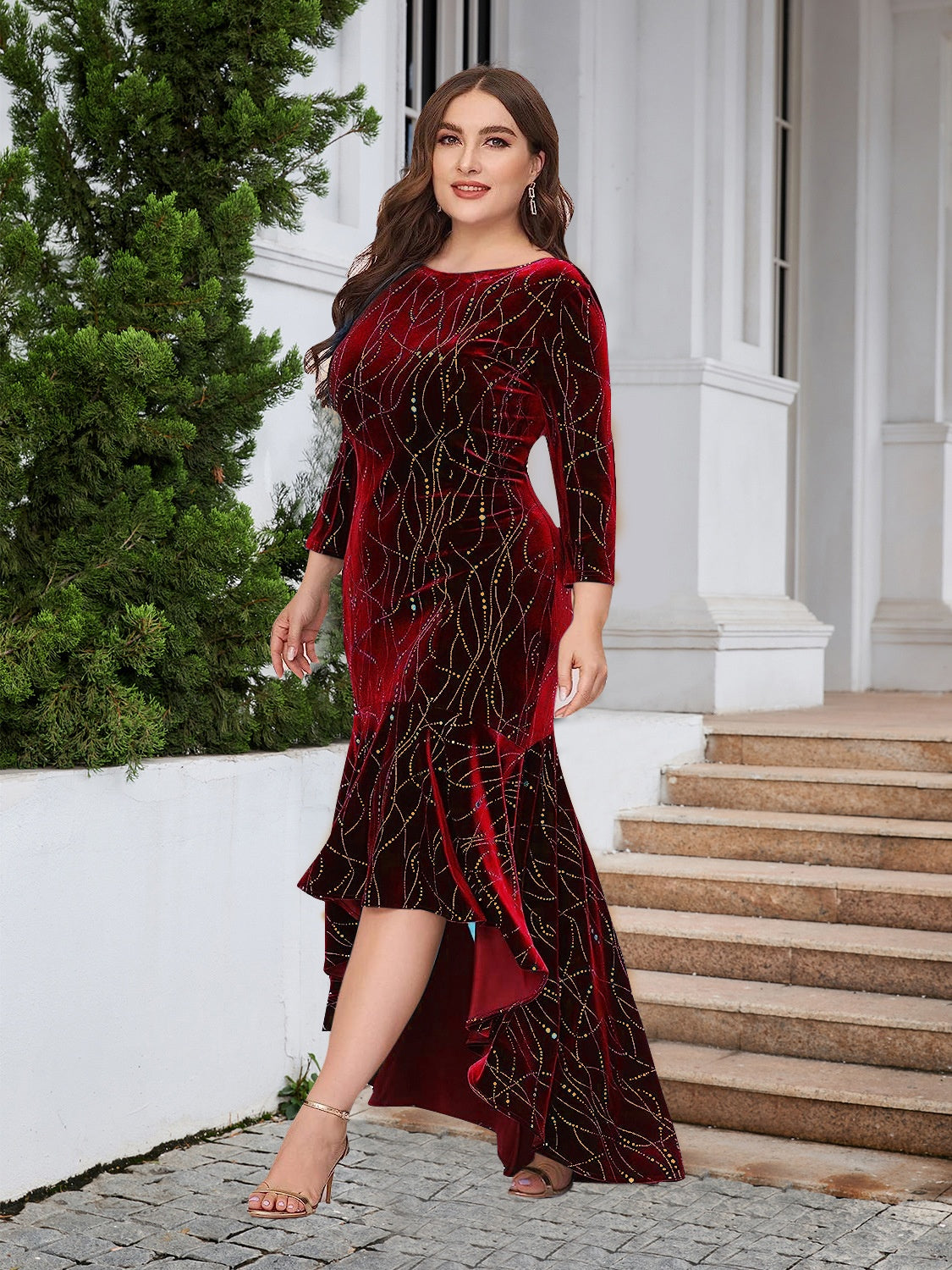 Plus Size Ruffle Hem High-Low Dress - Pahabu - Women's Clothing & Shop