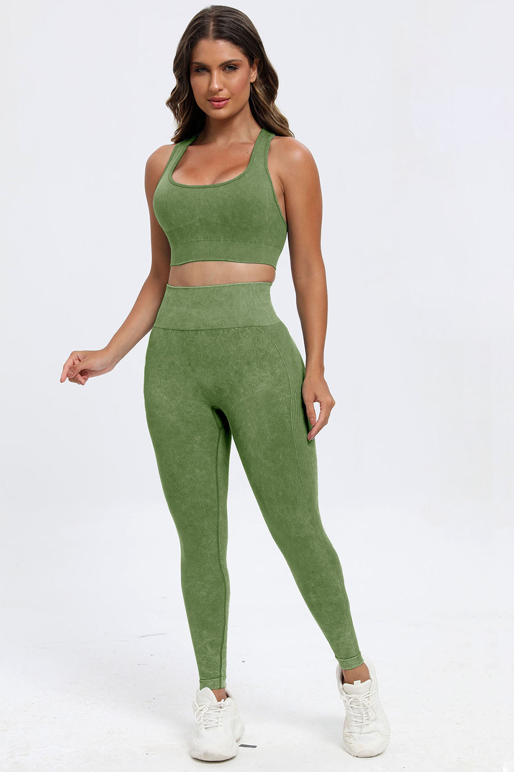 3 Piece Washed Square Neck Wide Strap Active Set - Pahabu - Women's Clothing & Shop