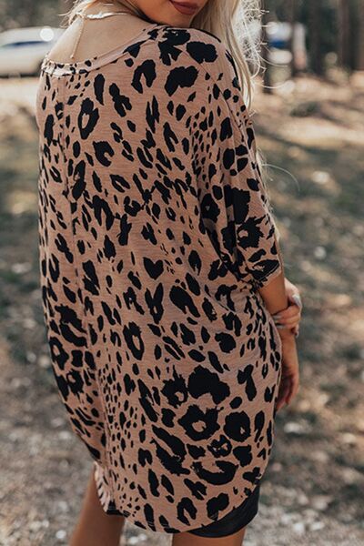 Leopard V-Neck Half Sleeve T-Shirt - Pahabu - Women's Clothing & Shop
