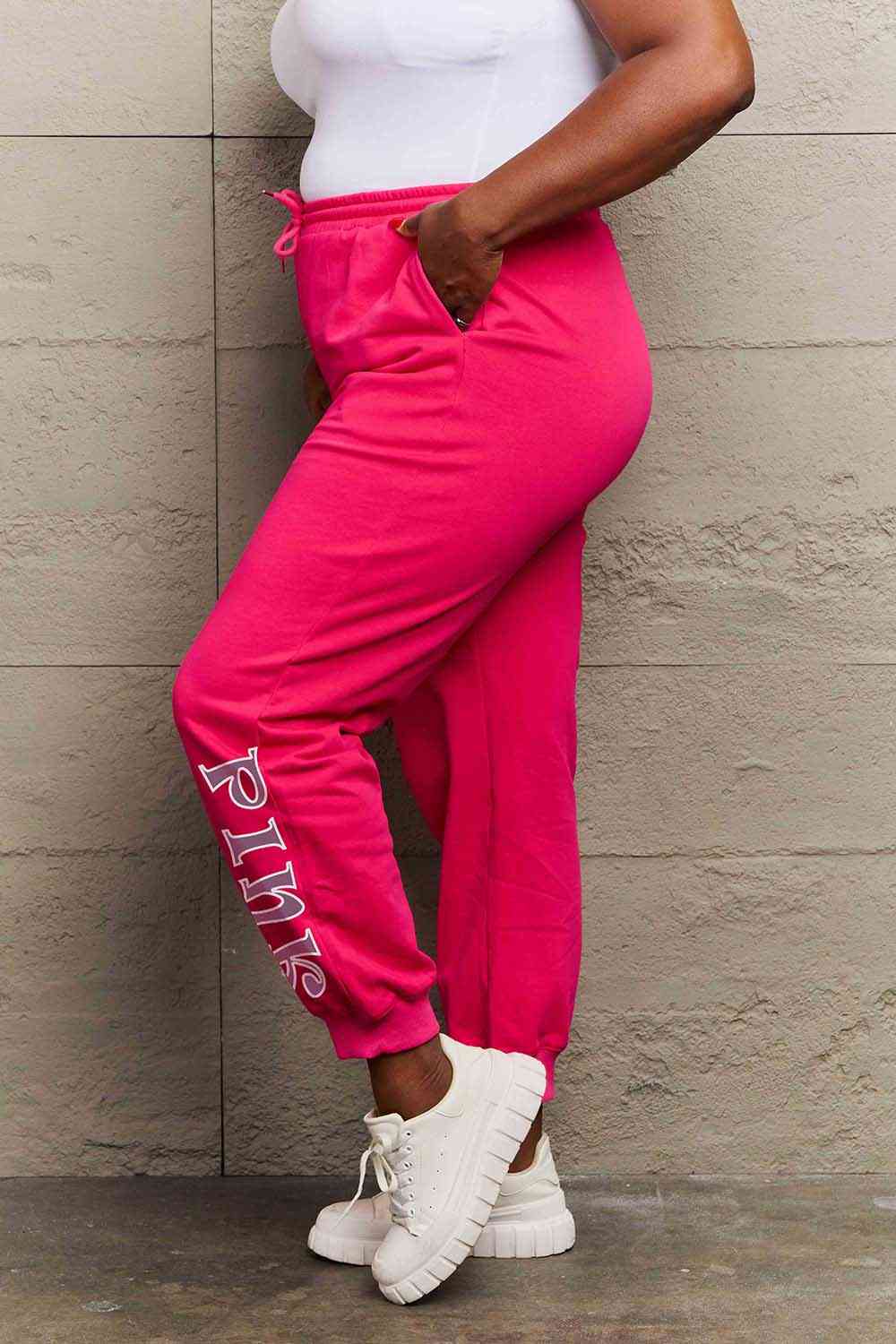 Simply Love Full Size PINK Graphic Sweatpants - Pahabu - Women's Clothing & Shop
