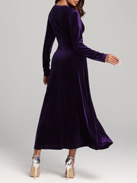 V-Neck Long Sleeve Velvet Dress - Pahabu - Women's Clothing & Shop