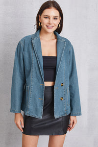 Pocketed Button Up Denim Jacket - Pahabu - Women's Clothing & Shop