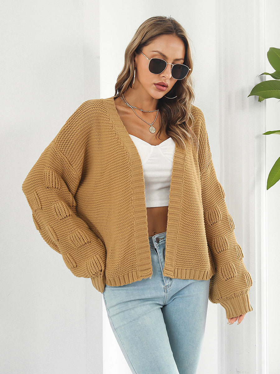 Open Front Ribbed Trim Cardigan - Pahabu - Women's Clothing & Shop