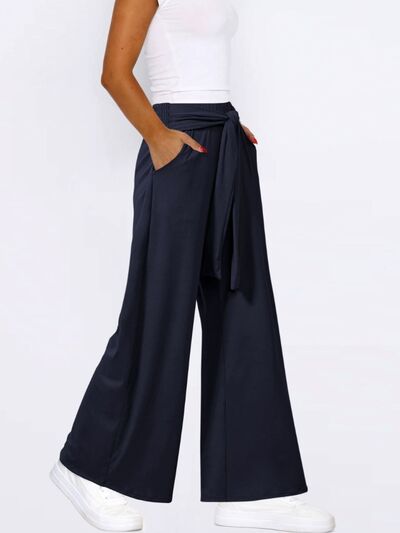 Tied Wide Leg Pants with Pockets - Pahabu - Women's Clothing & Shop