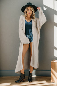 Open Front Side Slit Cardigan - Pahabu - Women's Clothing & Shop