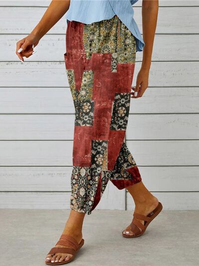 Printed Tied Cropped Pants - Pahabu - Women's Clothing & Shop