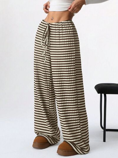 Tied Striped Wide Leg Pants - Pahabu - Women's Clothing & Shop