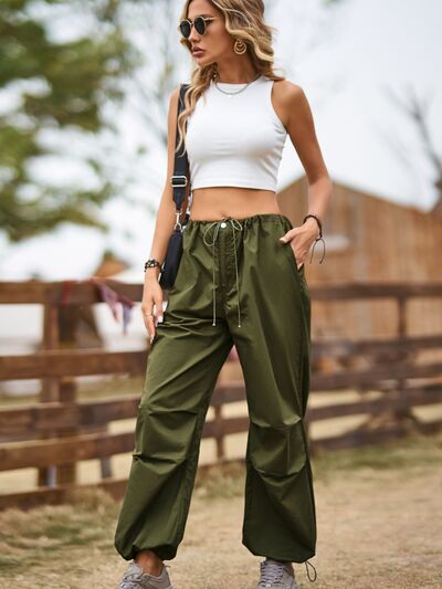 Drawstring Joggers with Pockets - Pahabu - Women's Clothing & Shop