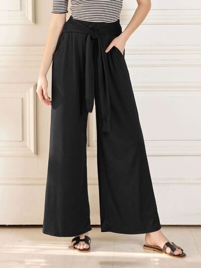 Tied Wide Leg Pants with Pockets - Pahabu - Women's Clothing & Shop