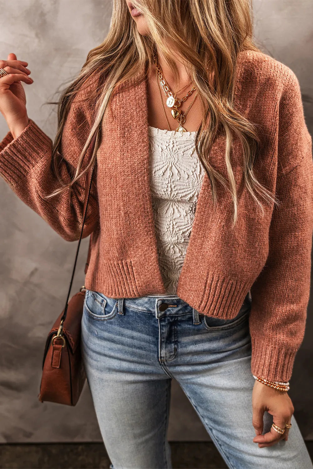 Open Front Dropped Shoulder Cardigan - Pahabu - Women's Clothing & Shop