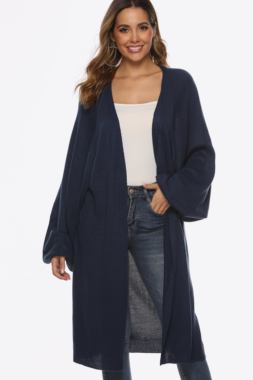 Long Sleeve Open Front Cardigan - Pahabu - Women's Clothing & Shop