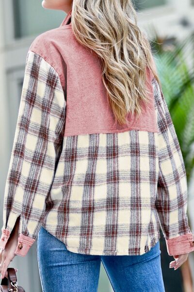 Pocketed Plaid Collared Neck Shacket - Pahabu - Women's Clothing & Shop