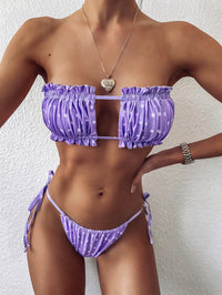Frill Trim Ruched Bikini Set - Pahabu - Women's Clothing & Shop