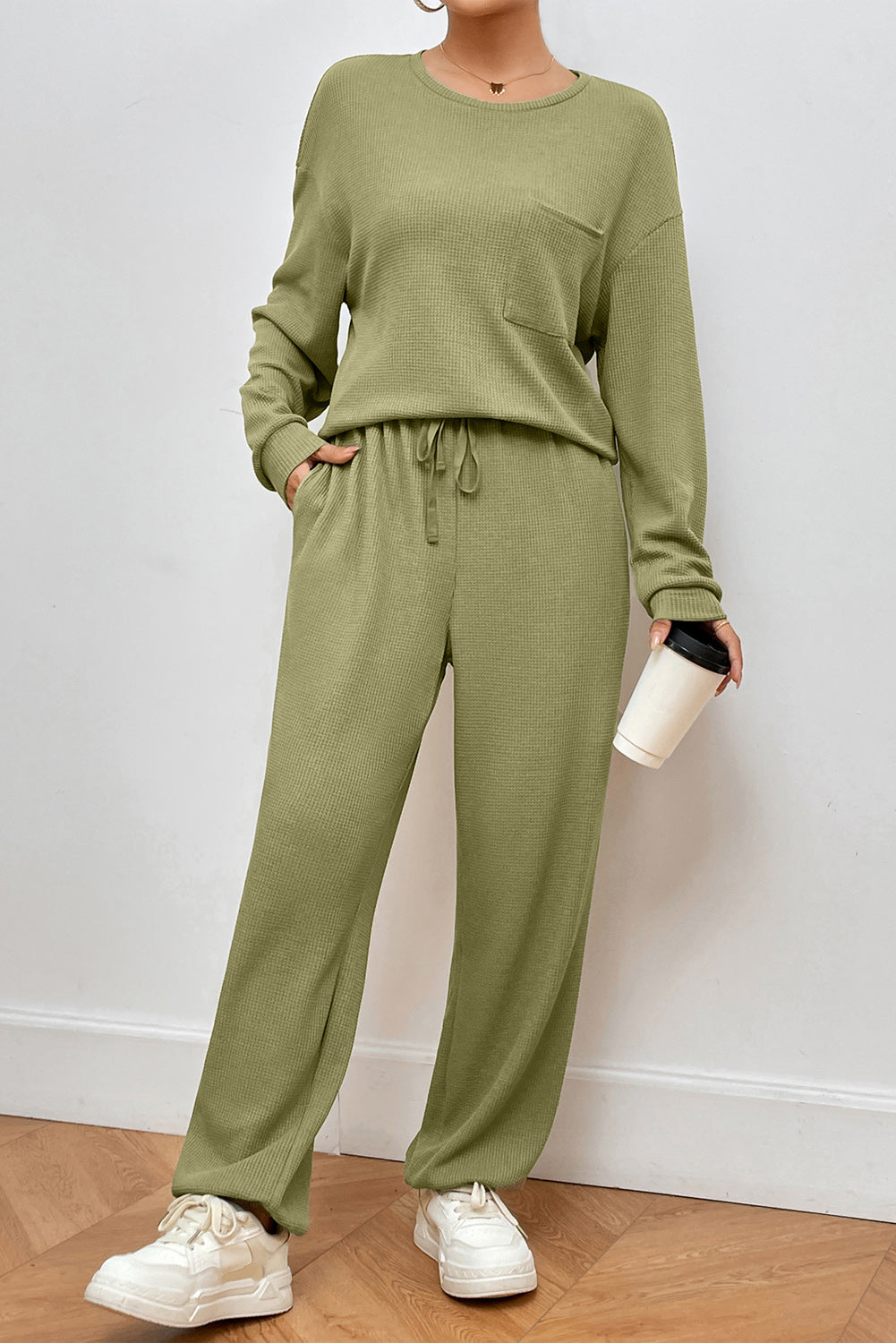 Pocketed Round Neck Top and Pants Lounge Set - Pahabu - Women's Clothing & Shop