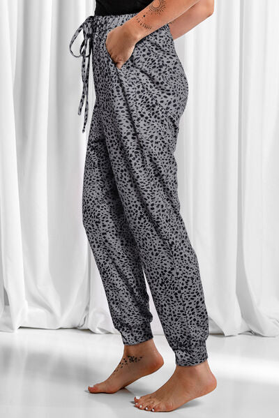 Full Size Leopard Drawstring Pocketed Pants - Pahabu - Women's Clothing & Shop