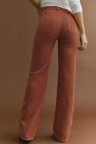 Pocketed High Waist Straight Leg Pants - Pahabu - Women's Clothing & Shop