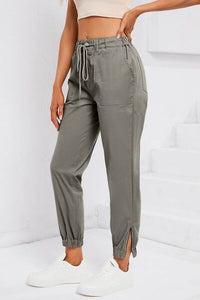 Drawstring Side Zip Joggers - Pahabu - Women's Clothing & Shop