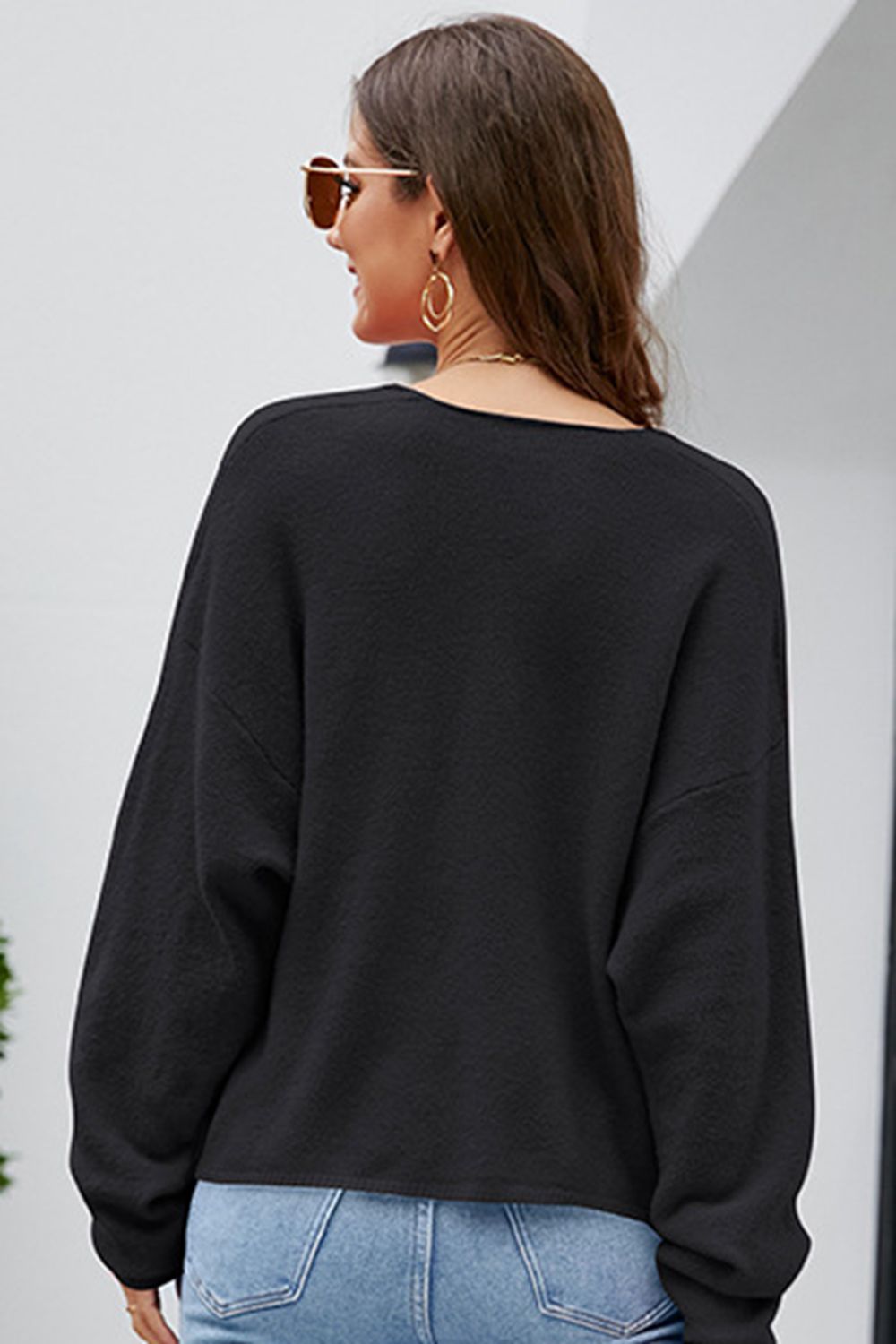 V-Neck Center Seam Sweater - Pahabu - Women's Clothing & Shop