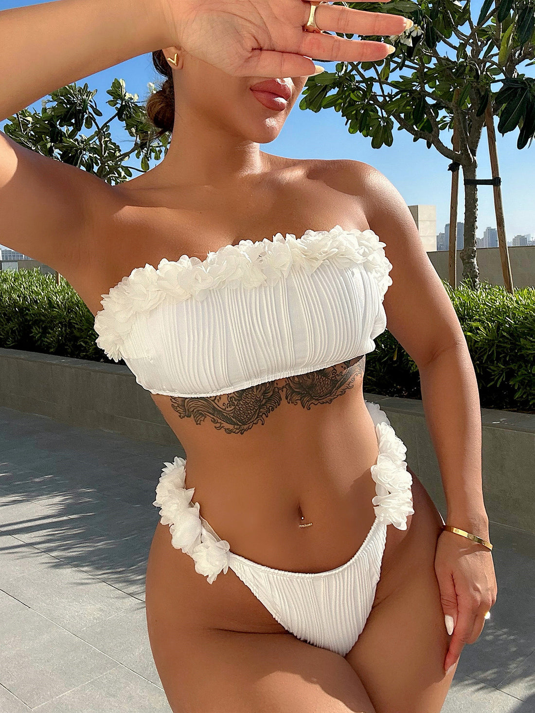 Applique Tie Back Two-Piece Bikini Set - Pahabu - Women's Clothing & Shop