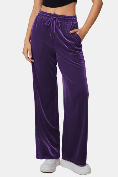 Drawstring Elastic Waist Straight Leg Pants - Pahabu - Women's Clothing & Shop
