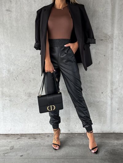 Smocked High Waist Pants with Pockets - Pahabu - Women's Clothing & Shop