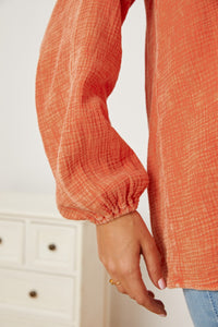 Frill V-Neck Balloon Sleeve Blouse - Pahabu - Women's Clothing & Shop