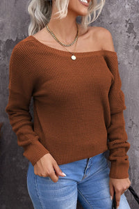 Woven Right Crisscross Back Waffle-Knit Sweater - Pahabu - Women's Clothing & Shop