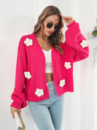 Floral Open Front Long Sleeve Cardigan - Pahabu - Women's Clothing & Shop