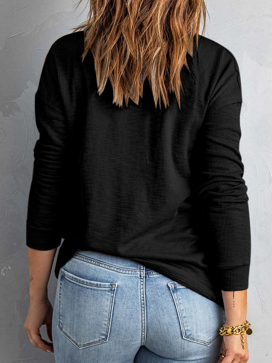 Collared Neck Half Button Top - Pahabu - Women's Clothing & Shop