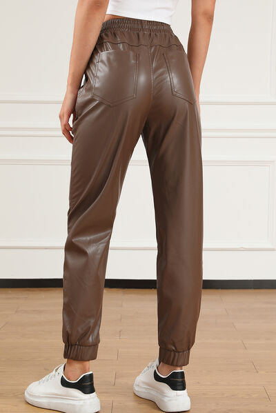 Drawstring PU Leather Pants - Pahabu - Women's Clothing & Shop