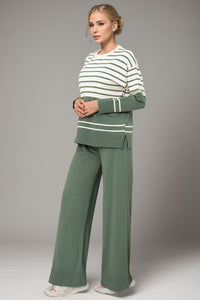 Basic Bae Striped Round Neck Long Sleeve Top and Pants Sweater Set - Pahabu - Women's Clothing & Shop