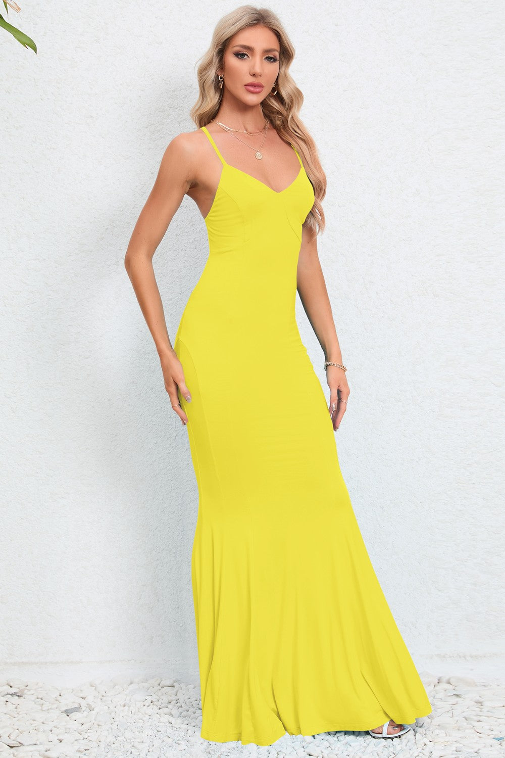 Crisscross Spaghetti Strap Fishtail Dress - Pahabu - Women's Clothing & Shop