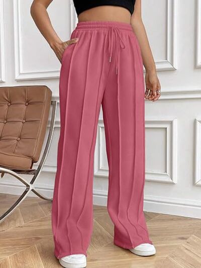 Drawstring Wide Leg Pants with Pockets - Pahabu - Women's Clothing & Shop