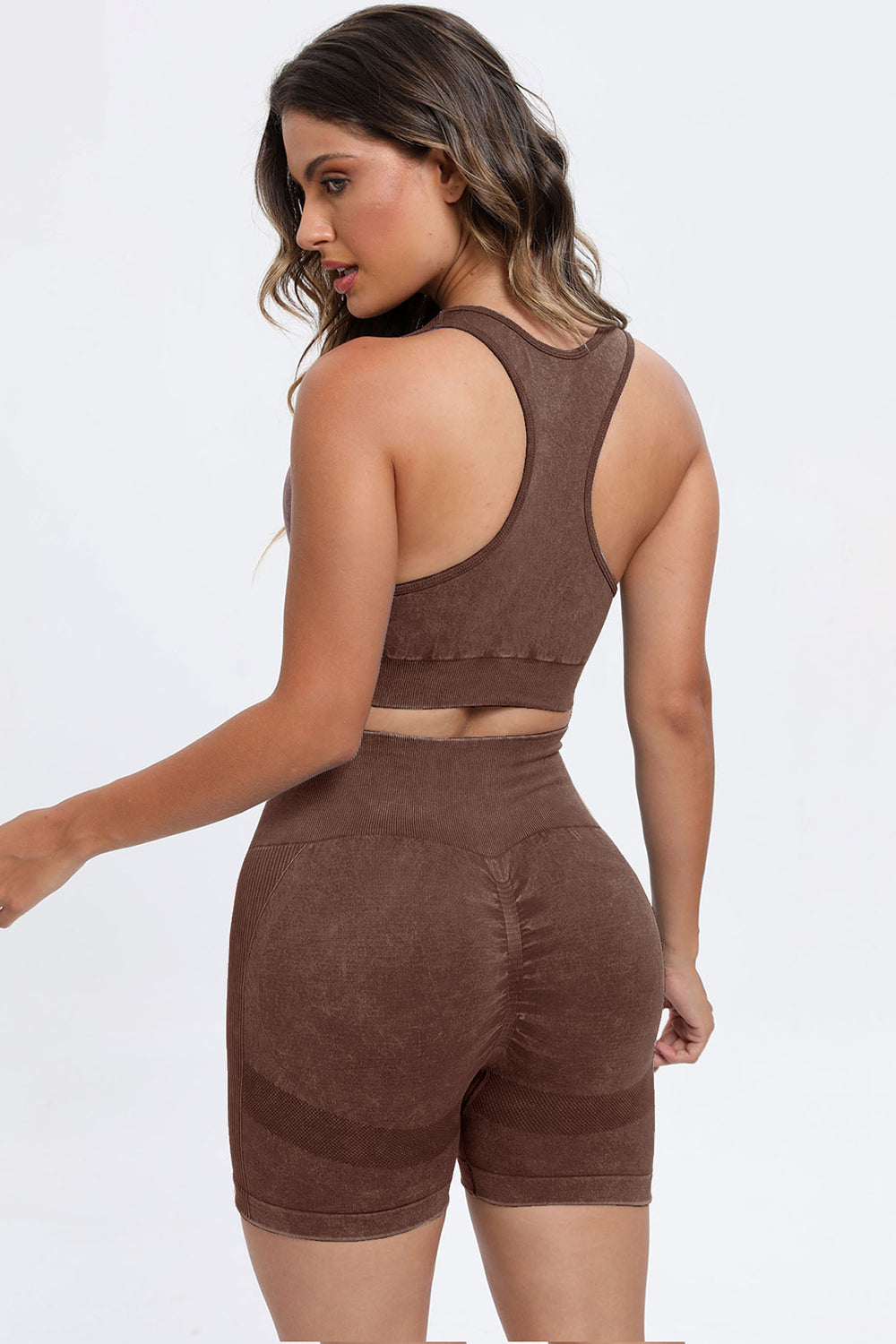 3 Piece Washed Square Neck Wide Strap Active Set - Pahabu - Women's Clothing & Shop
